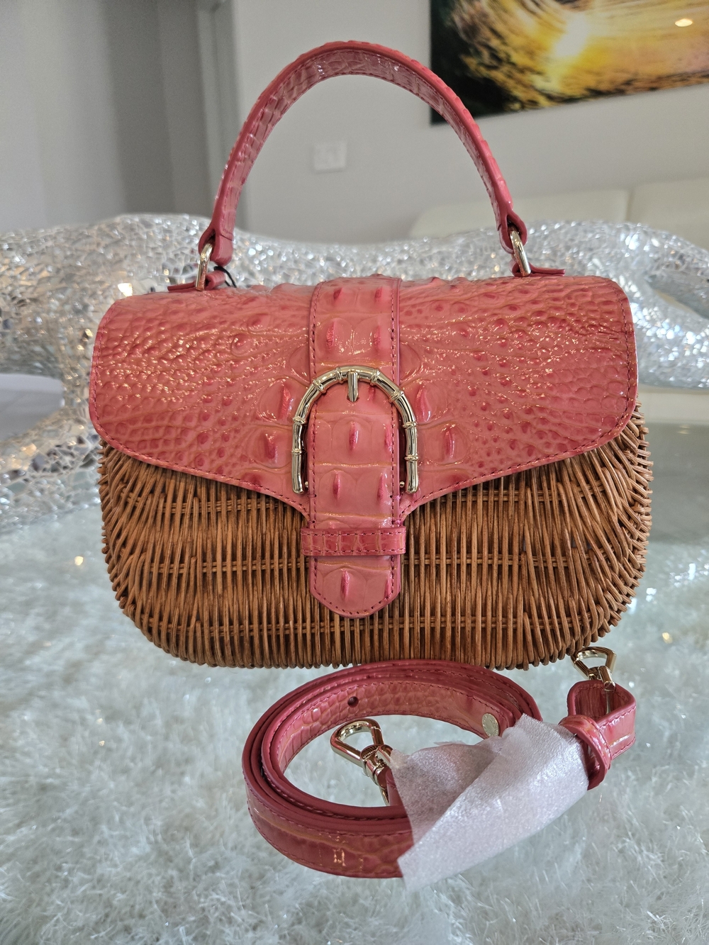 Brahmin RARE Maisie Wicker Genuine Leather Satchel NWT - Picture 13 of 13